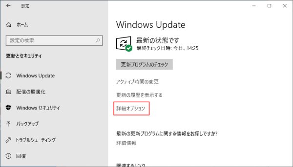 Windows Updateの詳細オプション